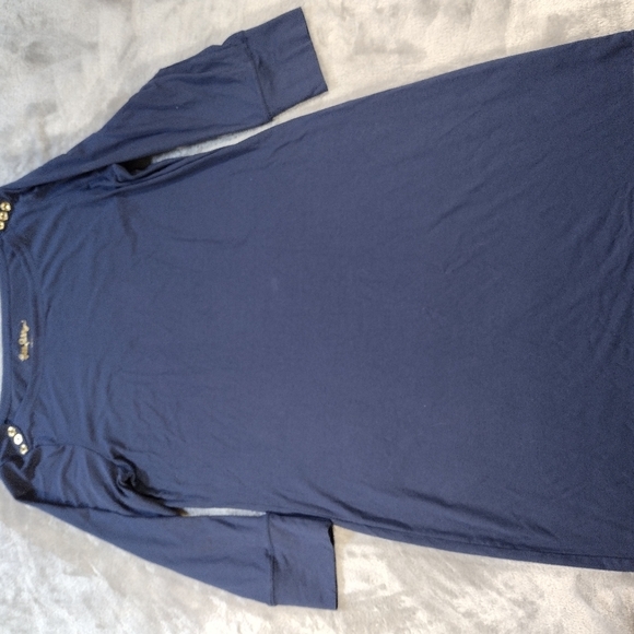 Lilly Pulitzer women navy Blue Sophie boat neck dress gold buttons Stretch L - Picture 3 of 7